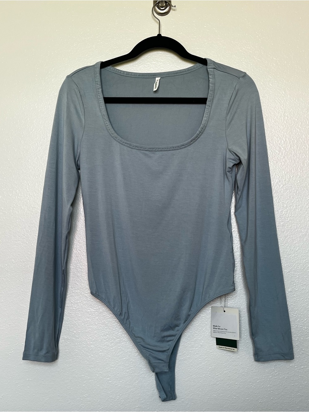 HALARA Long Sleeve Scoop Neck Bodysuit - Blue-Gray